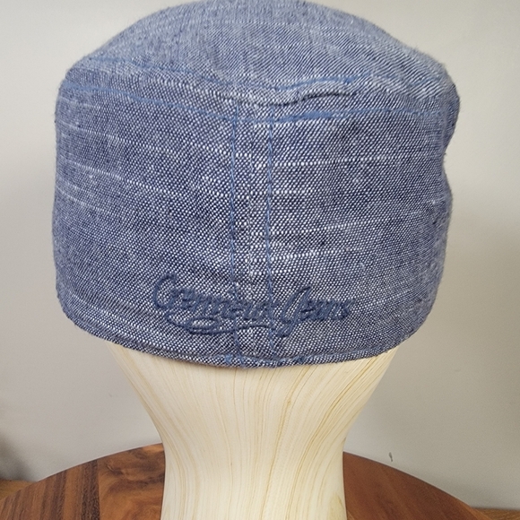 Cremieux Cadet Cap Women's Size M / L Blue Chambray Denim and Brown Faux Leather - Picture 6 of 16